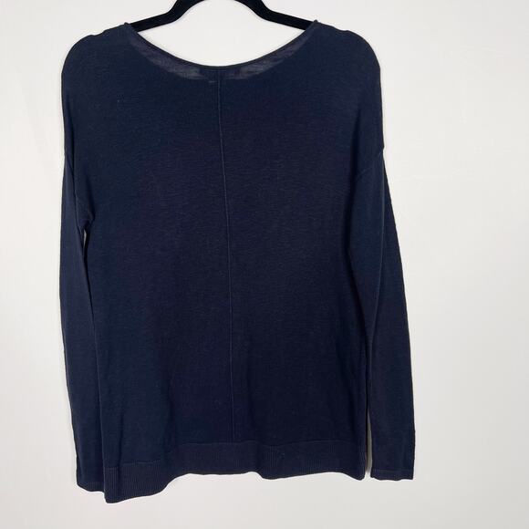 Vince Womens XSmall XS Navy Blue Lightweight Sweater Round Neck Cotton Blend - Picture 2 of 6